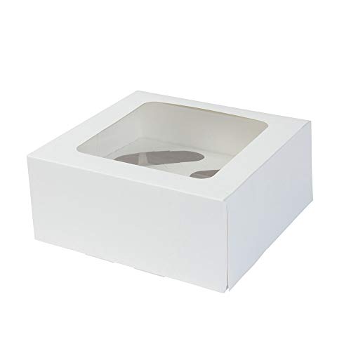 BIOZOYG Cajas para 4 Magdalenas, Cupcake Muffin con Inserto y Ventana de visión Grande I 25 Pieza de Cajas para pastelería Cajas de Regalo Bio Caja Blanca para Llevar Caja de cartón Biodegradable