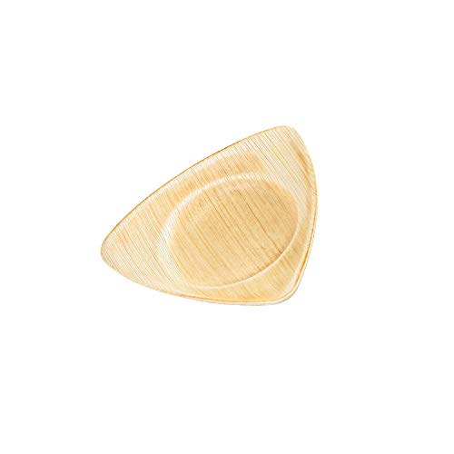 BIOZOYG Palmware - Plato sostenible de Hoja de Palma I Plato desechable orgánico Triangular 15cm I Bandeja Party vajilla desechable 100% compostable I Cuenco Biodegradable para Dip 25 Piezas