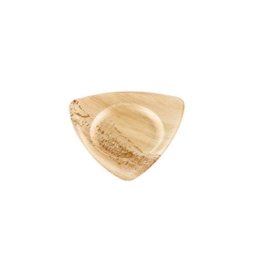 BIOZOYG Palmware - Plato sostenible de Hoja de Palma I Plato desechable orgánico Triangular 15cm I Bandeja Party vajilla desechable 100% compostable I Cuenco Biodegradable para Dip 25 Piezas