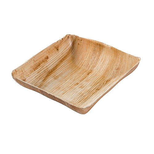 BIOZOYG Palmware Vajillas Desechables ecológicas Hechas de Hojas de Palma I 50 Piezas oja de Palma tazón Cuadrada 600ml 17cm I ensaladera - tazón de Sopa - tazón de Servir - tazón de Aperitivos