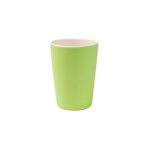 BIOZOYG Vajilla Eco Friendly de bambú para niños I 4 Tazas de melamina vajilla de Fiesta Taza de café Reutilizable Apta para lavavajillas sin BPA Taza Natural I Blanco/Verde 300 ml