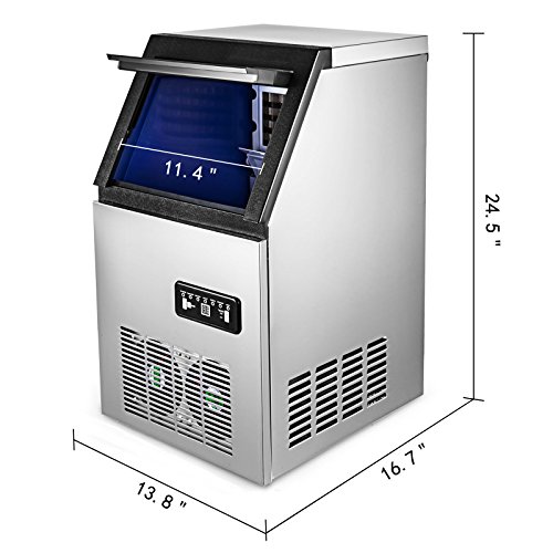 Bisujerro 60kg/68kg Máquina Comercial de Hacer Hielo 280W/200W 220V Máquina de Hielo Comercial 60kg/68kg Hielo en 24 Horas para Hogar, Bares, Cafetería y Restaurante (60kg)