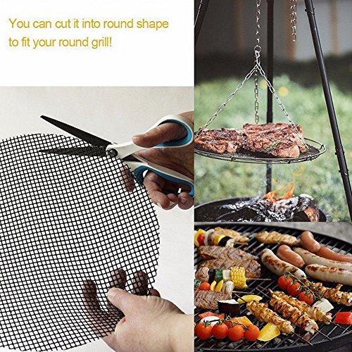 BJ-SHOP Malla de Barbacoa,Barbecue Mesh Non Stick Durable Grilling Mesh Mat Heat Resistant Fácil de Limpiar para Asar Carne, Verduras, Mariscos, Cocinar, Hornear, Horno (40 * 30)