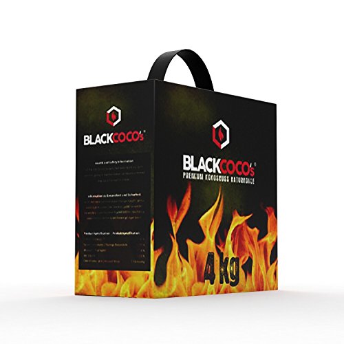 BLACKCOCO's - 4KG Carbón Natural de Coco Premium Cachimba y BBQ - Briquetas de Carbón de Coco de Alta Calidad Shisha y Barbacoas – Cubos de Carbón Barbacoa y Narguile con largo tiempo de combustión