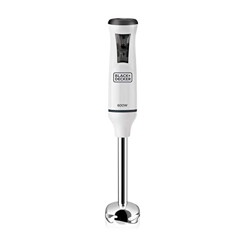 Black+Decker BXHBA600E Batidora de Mano, 3 Accesorios, INOX, 20 Velocidades, 600 W, Plástico, Blanco