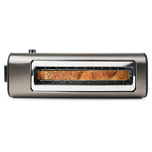 Black+Decker BXTO1000E Tostadora de Pan con Ranura Larga y Extra Ancha, 7 Niveles de Tostado, Sistema Auto-centrado, Funciones: Stop, Recalentar y Descongelar, 1000 W, Acero Inoxidable, Inox