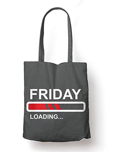 BLAK TEE Friday Loading Slogan Organic Cotton Reusable Shopping Bag Grey