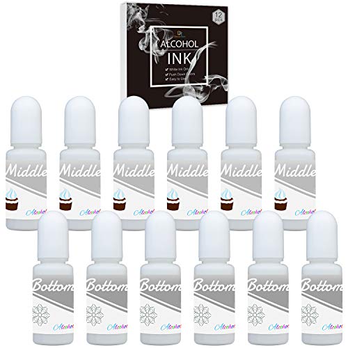 Blanco Alcohol Ink Set - 120ml 2 Tipos Tinta Alcohol para Pintura de Resina Epoxi, Fabricación de Placas Petri Resina, Yupo - Tinte de Color de Pintura Alcohol Blanco para Arte de Resina, Vasos - 4oz