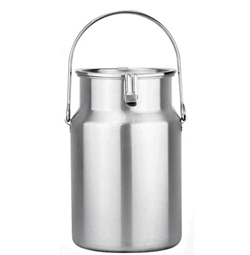 BLHZPD Hermético Cubo Inoxidable de Leche de Acero Vino Tanque Cubo Cubo Leche con hermético Tapa del depósito de Agua Pesada Cubo de Almacenamiento de líquido 3L 5L 10L (Color : Silver, Size : 5L)