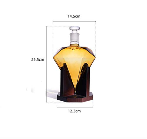 BLI Decantador de Vidrio de Diamante, decoración Artesanal, Botella de Whisky de Vino Tinto, Soporte de Vodka, Botella de Agua, decoración del hogar, Herramientas de Barra   1000 ml