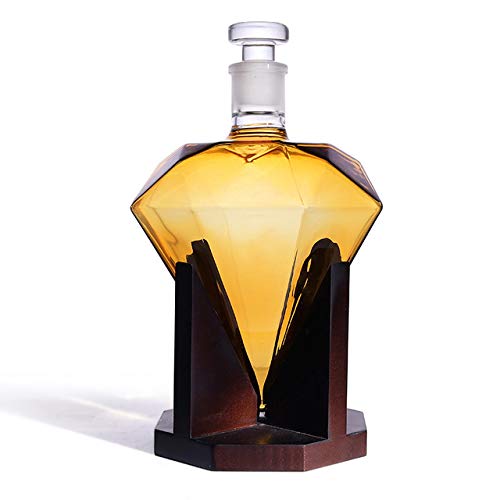 BLI Decantador de Vidrio de Diamante, decoración Artesanal, Botella de Whisky de Vino Tinto, Soporte de Vodka, Botella de Agua, decoración del hogar, Herramientas de Barra   1000 ml