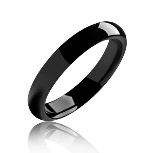 Bling Jewelry Simple Simple cúpula Negro Parejas Titanium Anillo de Boda para Hombres para Las Mujeres Comodidad Ajuste 4MM