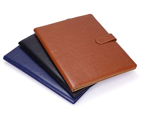 Bloc de notas,Carpeta A4,Carpeta clip,carpeta piel,Portapapeles para Carta estándar de Papel A4, Portafolios de cuero sintético con bolsillo interior (Marrón, Negro, Azul)