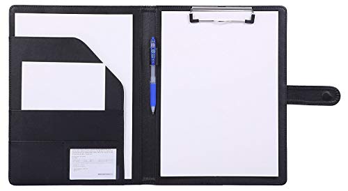 Bloc de notas,Carpeta A4,Carpeta clip,carpeta piel,Portapapeles para Carta estándar de Papel A4, Portafolios de cuero sintético con bolsillo interior (Marrón, Negro, Azul)