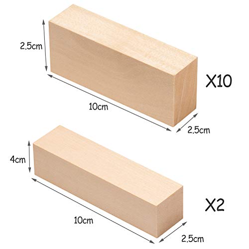 Bloques de Talla de Madera Yangbaga 12pcs Kit de Talla de Madera, para Tallar Madera kit de Hobby para Adultos para Niños Dos tamaños