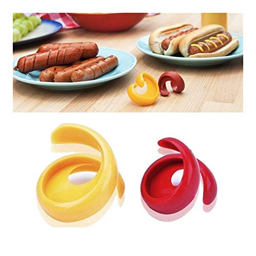 BLTR Pastelería Manual de 2PCs Fantasía Salchicha Cortador Espiral Barbacoa Hot Dogs Cortador Cortador de Cocina de Corte Auxiliar Gadget Cocinando (Color : Multi-Colored)