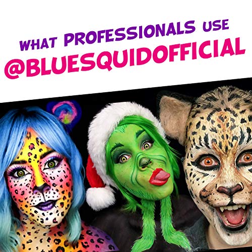 Blue Squid Kit de Pintura Facial para Niños - 30 Plantillas 12 Colores Lavables 3 Pinceles - Pintura de Cara de Calidad Profesional - Segura y para Pieles Sensibles - Maquillaje Halloween y Disfraces