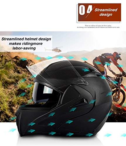 Bluetooth Casco Moto Modular Flip Up Casco de Moto de Carreras Cascos de Motocross ECE Homologado Moto abatible Casco Integral con Doble Visera para Mujer Hombre Adultos