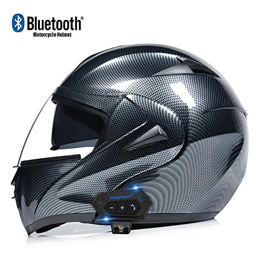 Bluetooth Casco Moto Modular Flip Up Casco de Moto de Carreras Cascos de Motocross ECE Homologado Moto abatible Casco Integral con Doble Visera para Mujer Hombre Adultos