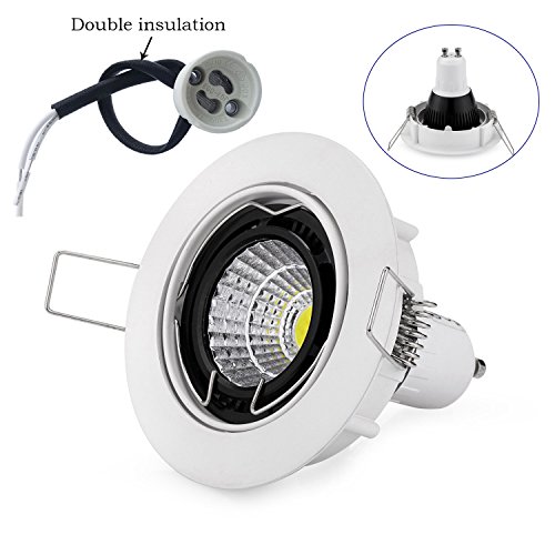 BlueXP 6 Unidades Marco Redondo de Empotrables GU10 con Base Gu10 Anillo Orientable Montaje Foco Empotrable Accesorio para 50mm LED Halogen GU10 MR16 PAR16--Blanco