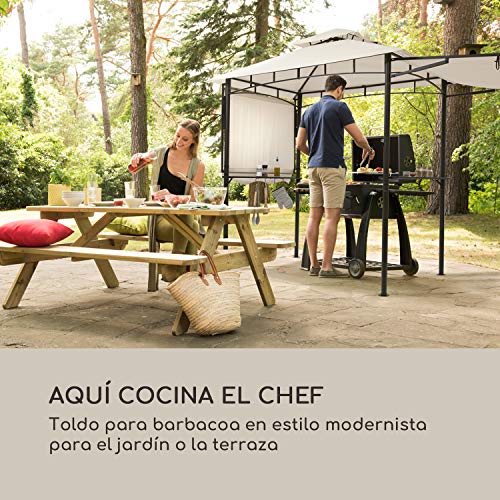 blumfeldt Steakhouse Wings – Pabellón, Techo para barbacoas, 235 x 242 x 145 cm, Protegido contra la Lluvia o el Sol: poliéster Impermeable de 160 g, retarda la propagación del Fuego, Beige