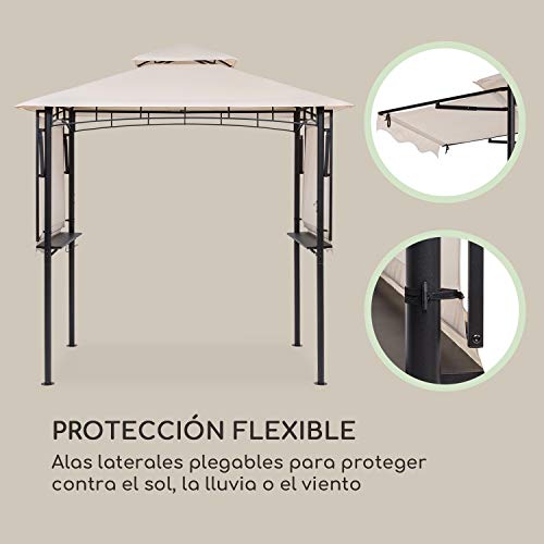 blumfeldt Steakhouse Wings – Pabellón, Techo para barbacoas, 235 x 242 x 145 cm, Protegido contra la Lluvia o el Sol: poliéster Impermeable de 160 g, retarda la propagación del Fuego, Beige