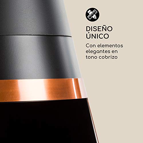 blumfeldt Volantis Cupric - Chimenea de Patio, Horno de terraza, FireView, Acero, Inoxidable, Diseño Moderno con Partes en Cobre, Estable, Antivuelco, Parrila para carbón y atizador, Negro