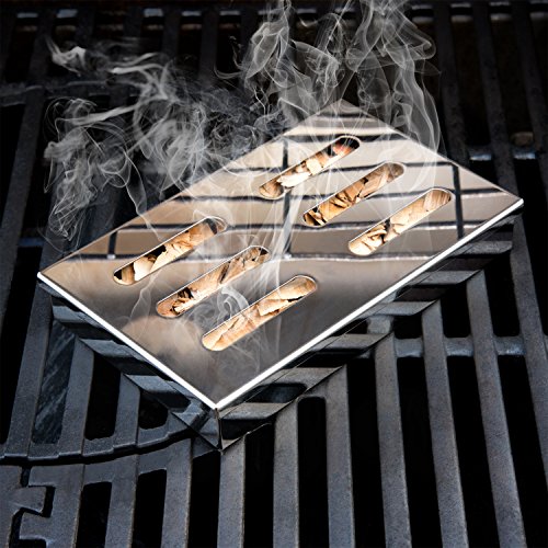 Blumtal Caja para Ahumar de Acero Inoxidable - Ahumador, Smoker Box para Barbacoas de Gas, Carbón y Leña | Apta Lavavajillas, Accesorios para Barbacoa (con virutas)