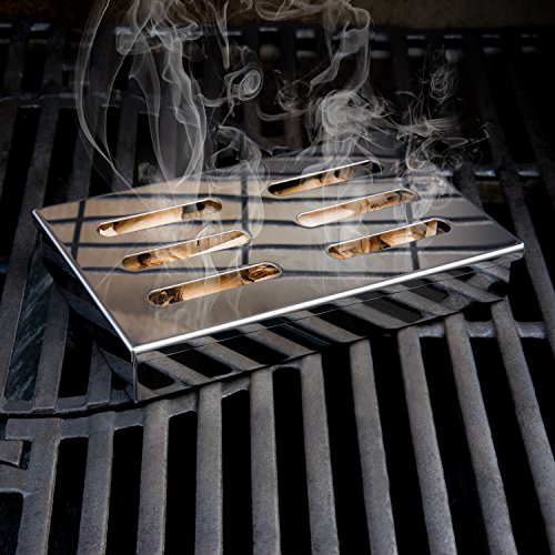 Blumtal Caja para Ahumar de Acero Inoxidable - Ahumador, Smoker Box para Barbacoas de Gas, Carbón y Leña | Apta Lavavajillas, Accesorios para Barbacoa (con virutas)