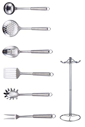 Bo Time BC-CHVT-C12301 - Juego de 6 utensilios de cocina (acero inoxidable, con soporte)