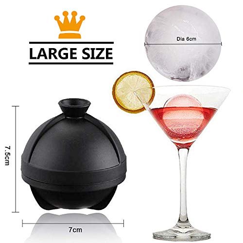 BOCHION Juego de 4 moldes de Bolas de Hielo de Silicona Extragrande, sin BPA, Reutilizables, Forma de Esfera, Bandeja para Cubitos de Hielo, fácil de liberar, Comida casera para bebé