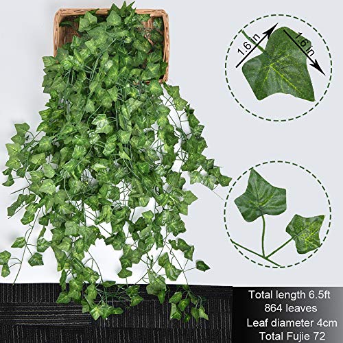 Boic Plantas Hiedra Artificial Decoración Exterior Colgante 84ft-12 Guirnalda Hiedra Artificial Vine Follaje Hojas Verdes Flores para Hogar Boda Escalera Ventana Balcón Valla Jardín Mesa Fiesta