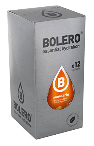 Bolero Bebida Instantánea sin Azúcar, Sabor Mandarina - Paquete de 12 x 9 gr - Total: 108 gr