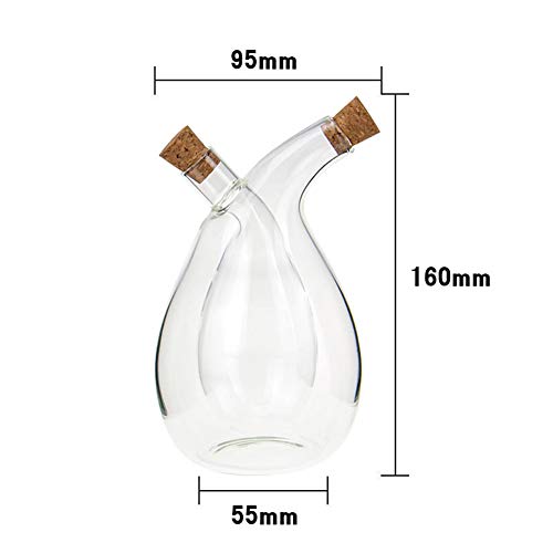 BOLLAER - Botella de cristal para cocina con aceite de oliva (gotas de agua), 2 en 1, suministros de cocina, botellas de vinagre y aceite de vidrio para salsa de soja y vinagre