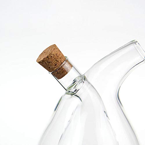 BOLLAER - Botella de cristal para cocina con aceite de oliva (gotas de agua), 2 en 1, suministros de cocina, botellas de vinagre y aceite de vidrio para salsa de soja y vinagre