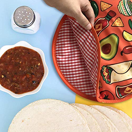 Bolsa calentadora de tortillas, bolsa de tela aislada de 12 pulgadas, soporte para bolsa de tela para microondas, bolsa de almuerzo para horno de microondas (se mantiene caliente hasta una hora)