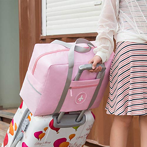 Bolsa De Almacenamiento Bolsa De Almacenamiento De Viaje Bolsa De Viaje Plegable A Prueba De Agua Portátil Se Puede Configurar Maleta Trolley Ropa Acabado Bolsa De Almacenamiento Portátil Rosa Medio