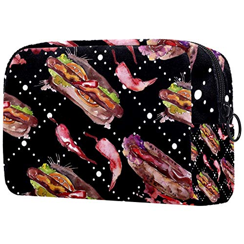 Bolsa de maquillaje portátil de Fast Food, bolsa de cosméticos de viaje, organizador de artículos de aseo grande para mujeres y niñas