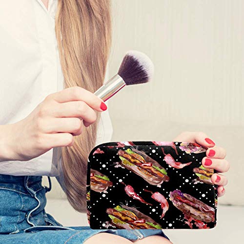 Bolsa de maquillaje portátil de Fast Food, bolsa de cosméticos de viaje, organizador de artículos de aseo grande para mujeres y niñas