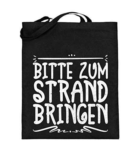 Bolsa de yute (con asas largas) con texto en alemán "Chorchester Bitte zum Strand Bringen für Meer Fans - con asas largas, color Negro, talla 38cm-42cm