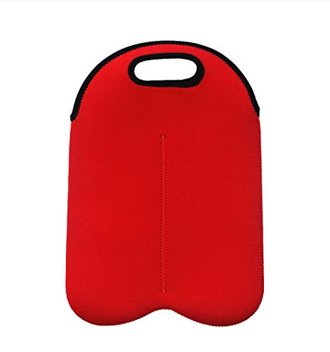 Bolsa isotérmica de neopreno para transportar botellas de champán y vino, 2 unidades, color negro, color rojo