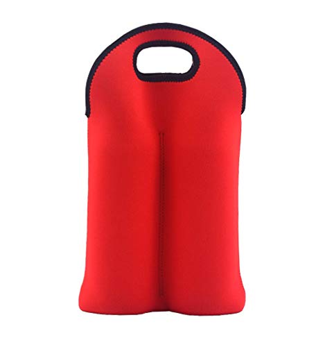 Bolsa isotérmica de neopreno para transportar botellas de champán y vino, 2 unidades, color negro, color rojo