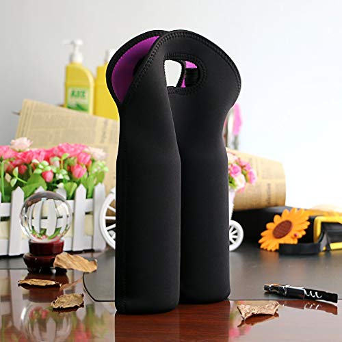 Bolsa isotérmica de neopreno para transportar botellas de champán y vino, 2 unidades, color negro, color rojo