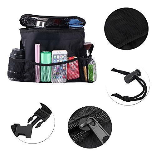 Bolsa nevera Auto espalda Organizador con malla bolsillos Auto asiento multiusos bolsillos Viajes Práctico Bolsa Soporte para bebidas enfriador para Auto asiento red Funda & Portavasos negro 2 Stück