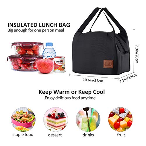 Bolsa Termica Comida Trabajo Porta Alimentos Isotermica Iris Neveras Portatil Desayuno Almuerzo Pequeñas (1-Negro)