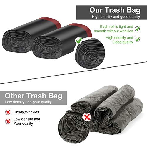 Bolsas de Basura 20L 180 Piezas 45 x 50cm Sacos de Basura con Cordón 100% Reciclaje Reciclado Negro Papelera Bolsa para el Hogar La Cocina el Baño La Oficina (Negro)