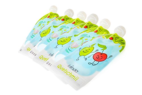 Bolsas de comida para bébés reutilizables (pack de 6), sin BPA | fácil de llenar y limpiar | ideal para batidos de fruta caseros, papi | adecuado para congelador y lavavajillas (175 ml)