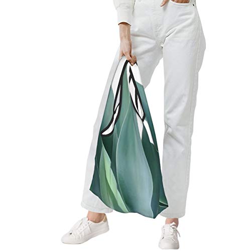 Bolsas de compras plegables reutilizables Agave Blanco impermeable y ligera, de gran capacidad, ecológica, con asas para viajes, biblioteca y comestibles.