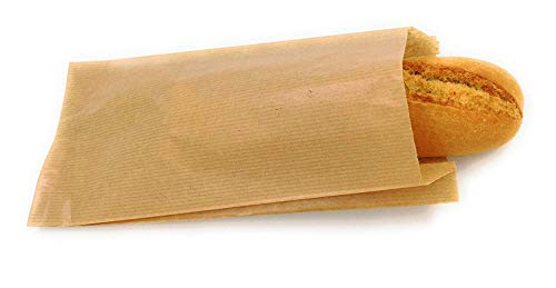 Bolsas papel kraft marrón para bocadillo o pastelería 14+7x27 cm (125 uds)