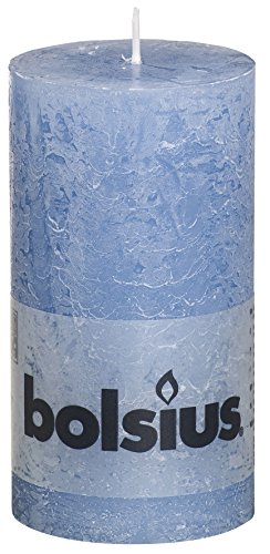 Bolsius - Vela de pilar con textura regular en azul vaquero.